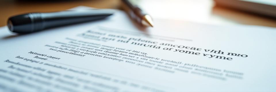 Close-up of a legal document with a pen, signing off on terms and conditions